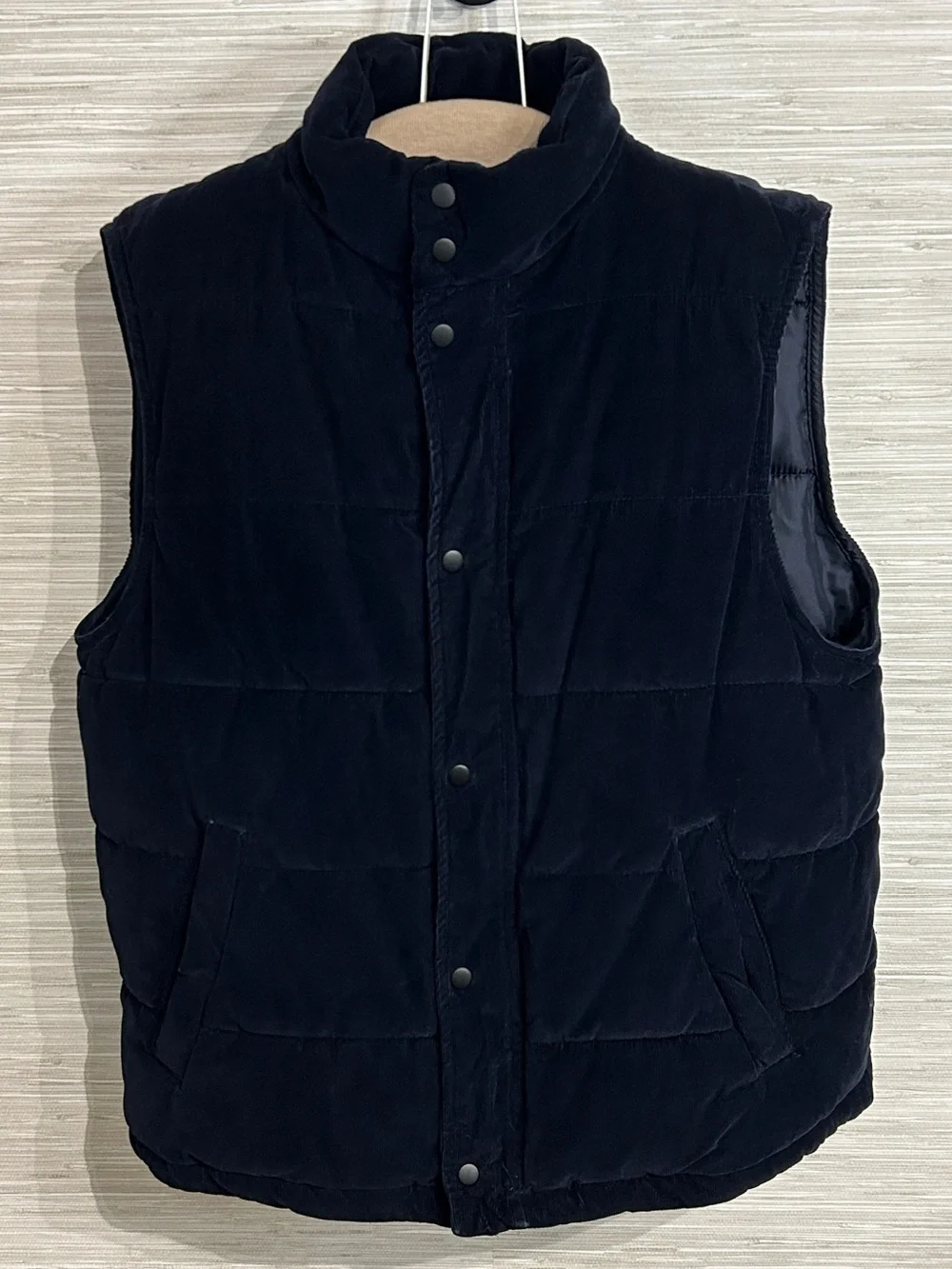 Banana Republic Factory Men's Large Navy Blue Corduroy Puffer Vest Quilted Zip